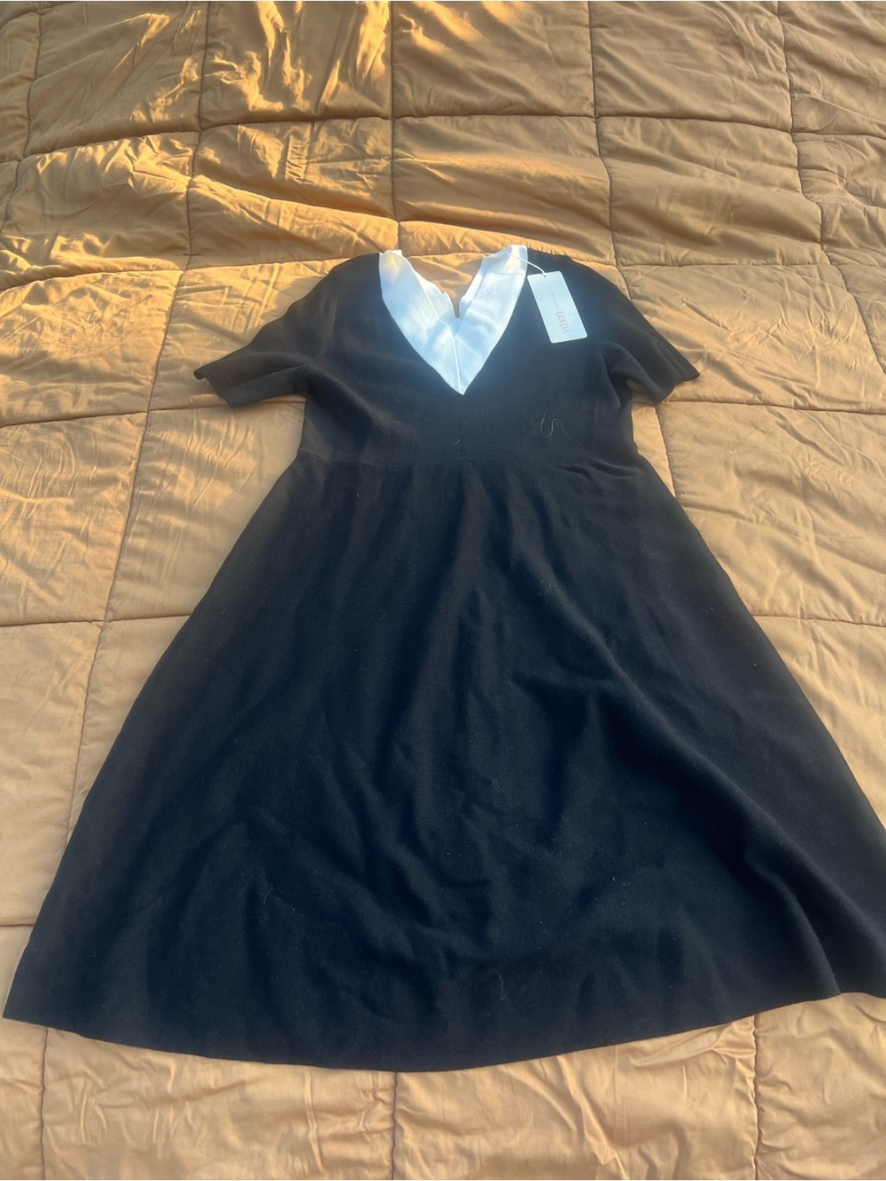 NWT Goelia Contrast V-Neck Slim Knitted Women Midi Dress Size 8/10